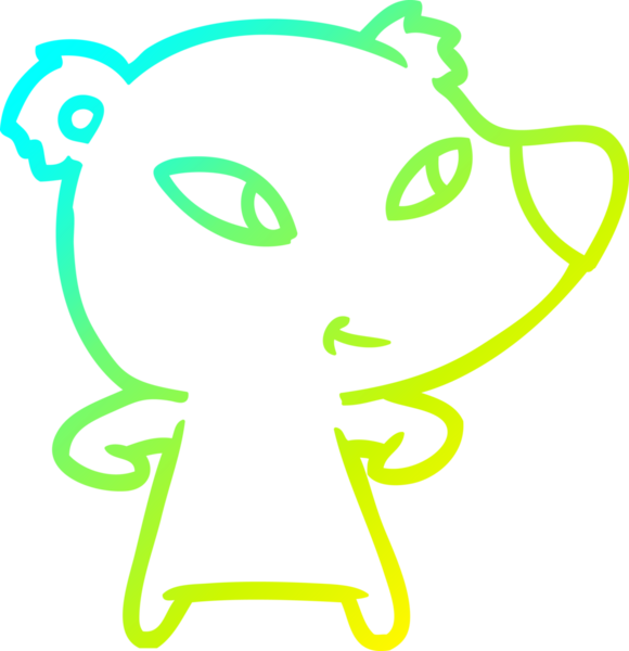 Bir insan tarafından çizilmiş şirin bir çizgi film ayısının soğuk gradyan çizgisi.