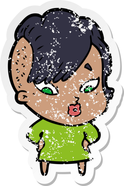 Bir insan tarafından çizilmiş üzgün bir karikatür çıkartması.