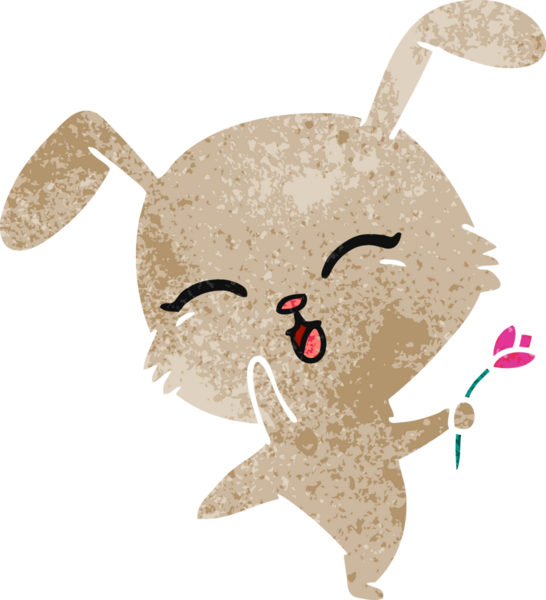 Bir insan tarafından çizilmiş sevimli kawaii tavşanının serbest çizimi.