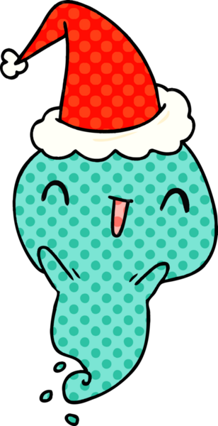 Bir insan tarafından çizilmiş Kawai hayaletinin Noel karikatürü.