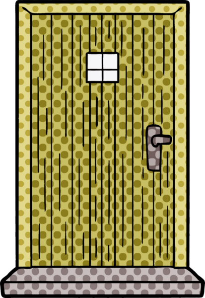 Bir insan tarafından çizilmiş çizgi film kapısı.