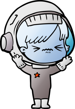 Bir insan tarafından çizilmiş kızgın uzay kızı.