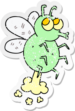 Bir insan tarafından çizilmiş garip bir el çizimi karikatür sineğinin sıkıntılı çıkartması