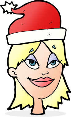 Bir insan tarafından çizilmiş bir karikatür kadın Noel için hazır.