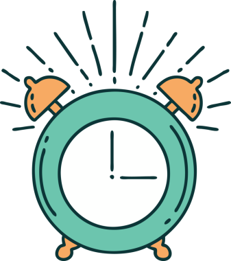 Bir insan tarafından çizilmiş geleneksel dövmeli çalar saatin çizimi