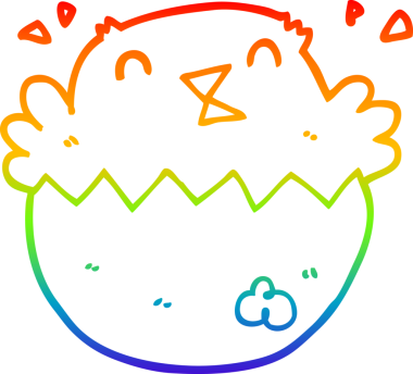 Gökkuşağı gradyan çizgi çizimi Bir insan tarafından çizilen yumurtadan çıkan civciv