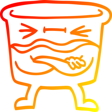 Bir insan tarafından çizilmiş viski bardağının sıcak gradyan çizgisi.