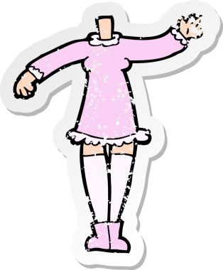 Bir insan tarafından çizilmiş bir karikatür kadın vücudunun gerilimli etiketi.