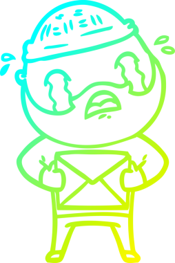 Bir insan tarafından çizilmiş ağlayan sakallı bir adamın çizdiği soğuk çizgi.