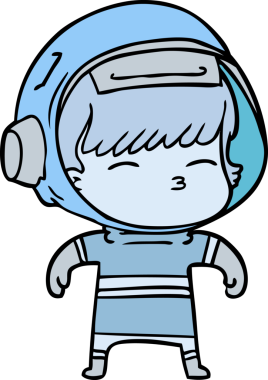 Bir insan tarafından çizilmiş meraklı astronot çizgi filmi.