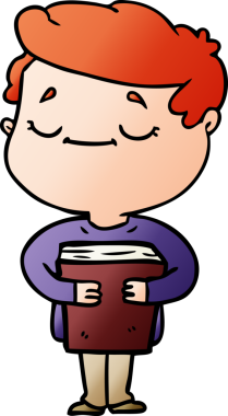 Bir insan tarafından çizilmiş kitabı taşıyan barışçıl bir adam.