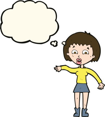 Bir insan tarafından çizilmiş düşünce balonlu bir karikatür.