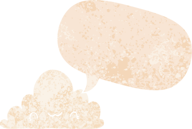 Bir insan tarafından çizilmiş grunge sıkıntılı retro biçiminde konuşma baloncuğu ile sevimli çizgi film bulutu