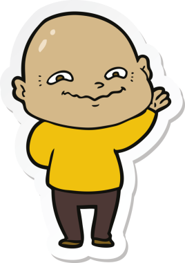 Bir insan tarafından çizilmiş garip bir adamın çıkartması.