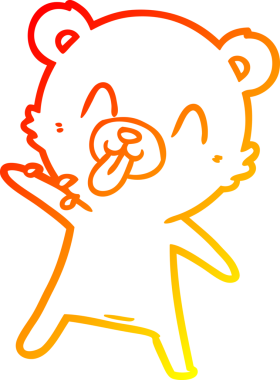 Bir insanın çizdiği dilden çıkan kaba bir kutup ayısının sıcak çizgi çizimi.