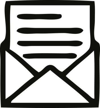 Bir insan tarafından çizilmiş bir mektup ve zarf çizimi