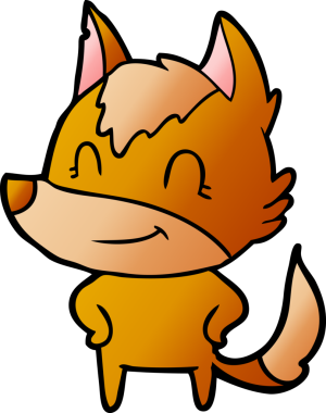 Bir insan tarafından çizilmiş tilki çizgi film karakteri