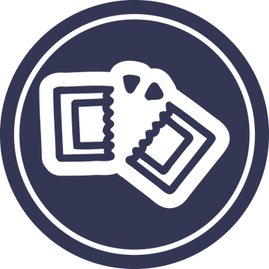 bir insan tarafından çizilmiş film bileti dairesel simgesi