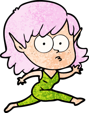 Bir insan tarafından çizilen çizgi filmdeki elf kızı.