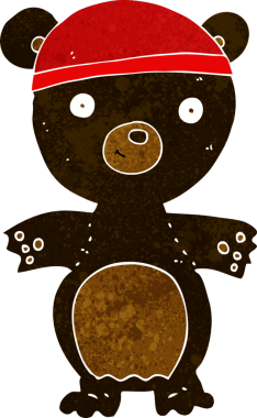 Bir insan tarafından çizilmiş şirin siyah ayı.