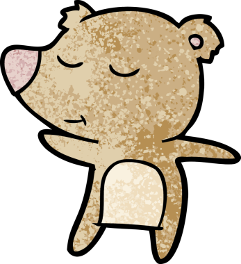 Bir insan tarafından çizilmiş mutlu çizgi film ayısı.