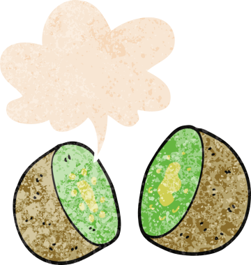 bir insan tarafından çizilmiş grunge sıkıntılı retro desenli konuşma baloncuklu çizgi film kivi