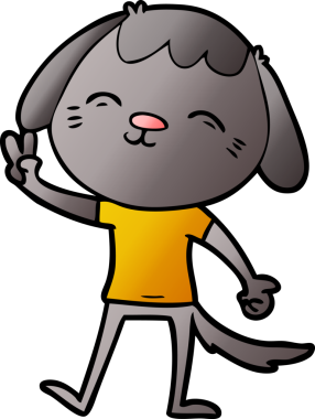 Bir insan tarafından çizilmiş mutlu çizgi film köpeği.