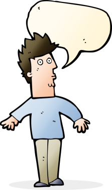 Bir insan tarafından çizilen konuşma baloncuğu ile bir adamı şaşırtan çizgi film.