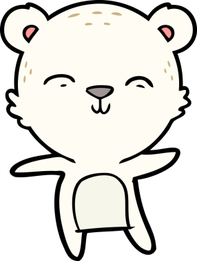 Bir insan tarafından çizilmiş mutlu kutup ayısı çizgi filmi.