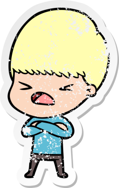 Bir insan tarafından çizilmiş stresli bir çizgi film çıkartması.