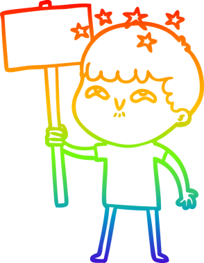 gökkuşağının gradyan çizimi bir çizgi film karakteri tarafından çizilmiş.