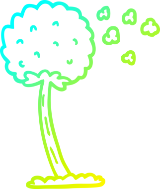 Bir insan tarafından çizilen rüzgarda esen karahindiba çizgisi.