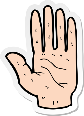 Bir insan tarafından çizilmiş bir karikatür elin çıkartması.