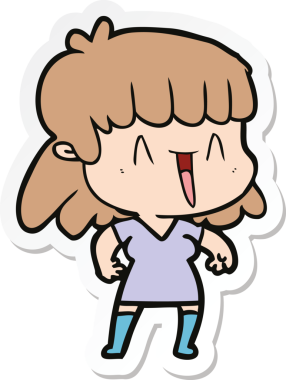 Bir insan tarafından çizilmiş bir karikatür kadının çıkartması.