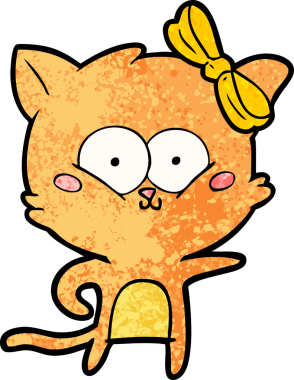 Bir insan tarafından çizilmiş çizgi film kedisi.