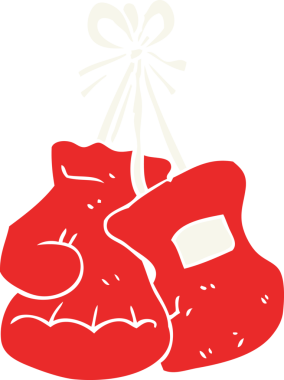 Bir insan tarafından çizilmiş boks eldivenlerinin düz renk çizimi