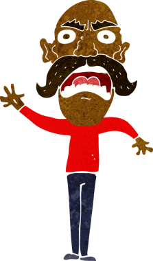 Bir insan tarafından çizilmiş kızgın yaşlı bir adam.