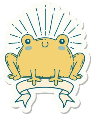 Bir insan tarafından çizilmiş mutlu kurbağa dövmesi stili.