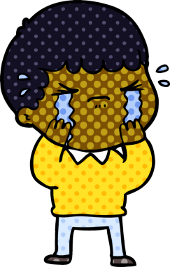 Bir insan tarafından çizilmiş ağlayan çizgi film adamı.