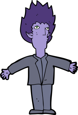 Bir insan tarafından çizilmiş bir vampir çizgi filmi.