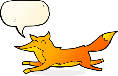 Bir insan tarafından çizilmiş konuşma balonlu tilki çizgi filmi.