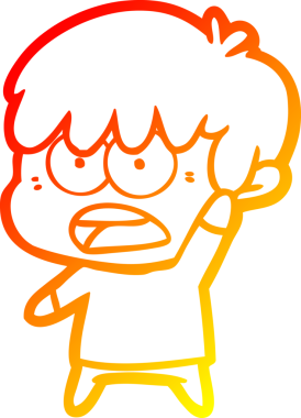 Bir insan tarafından çizilmiş endişeli bir çizgi film çocuğu çizimi.