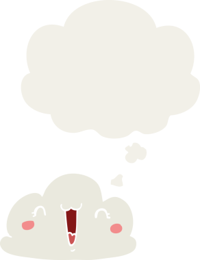 Düşünce baloncuğu olan karikatür bulutu insan tarafından çizilmiş.