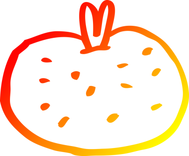 Bir insan tarafından çizilmiş bir domatesin sıcak gradyan çizimi