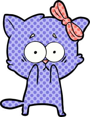 Bir insan tarafından çizilmiş çizgi film kedisi.