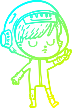 Bir insan tarafından çizilmiş soğuk gradyan çizgili astronot kadın çizimi.