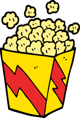 Bir insan tarafından çizilmiş çizgi film patlamış mısırı.