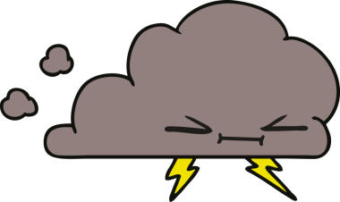 Bir insanın çizdiği huysuz şimşek bulutunun serbest çizimi.