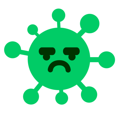 Bir insan tarafından çizilmiş hoşnutsuz bir virüs.