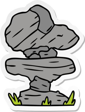 Bir insan tarafından çizilmiş gri kaya parçasının el çizimi karikatürü